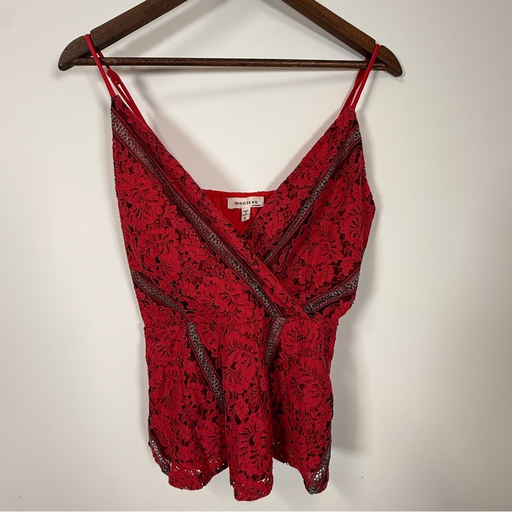 Monte’s Los Angeles Women’s Red Lace Y2K Babydoll Top
